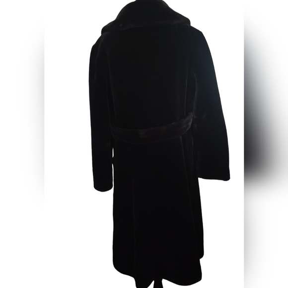 Borgazia Black Full Length Faux Fur Coat Vintage 60s - Picture 2 of 7